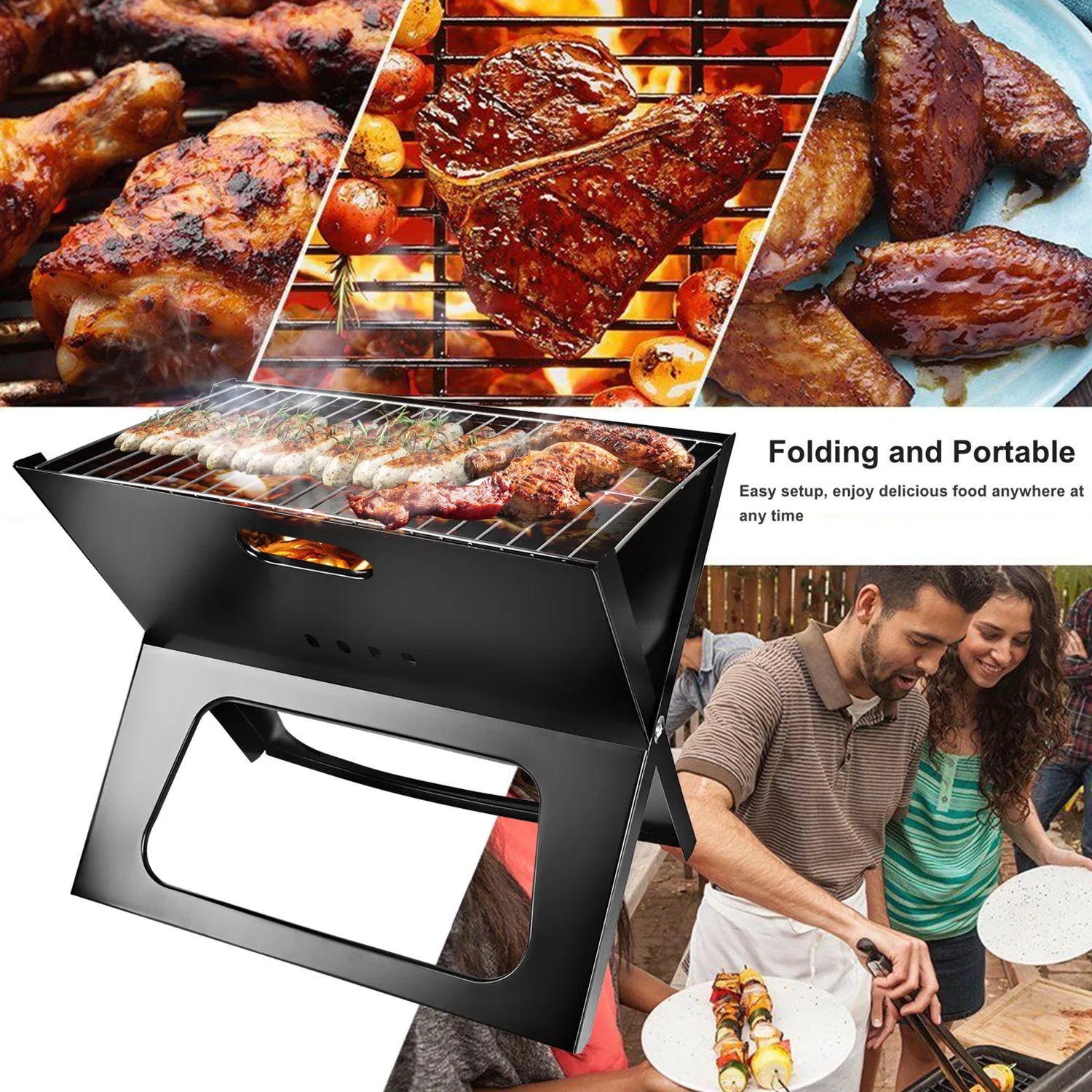 Foldable Portable BBQ Grill — Heavy‑Duty Steel, Travel‑Ready Outdoor Cooker - Image 3